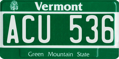 VT license plate ACU536