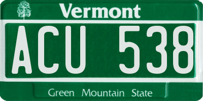 VT license plate ACU538