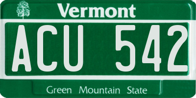 VT license plate ACU542