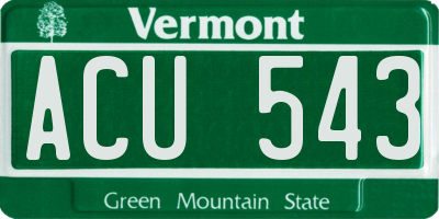 VT license plate ACU543