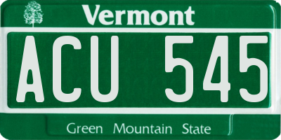 VT license plate ACU545