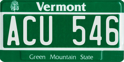 VT license plate ACU546