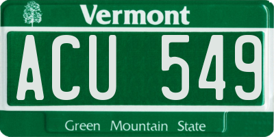 VT license plate ACU549