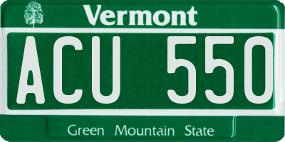 VT license plate ACU550