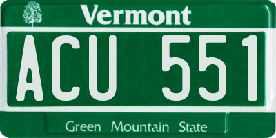 VT license plate ACU551