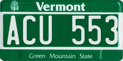 VT license plate ACU553
