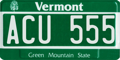VT license plate ACU555