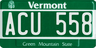 VT license plate ACU558