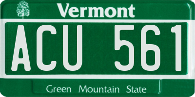 VT license plate ACU561