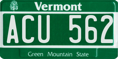 VT license plate ACU562