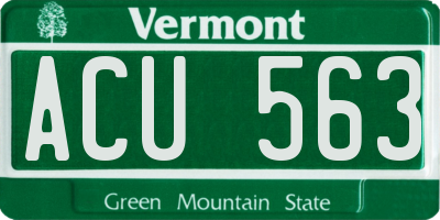 VT license plate ACU563
