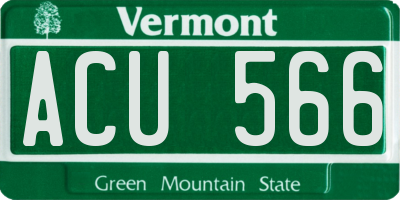 VT license plate ACU566