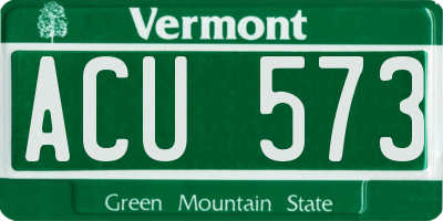 VT license plate ACU573