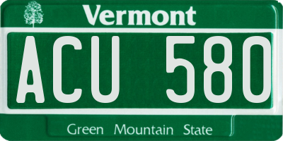 VT license plate ACU580