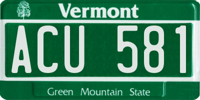 VT license plate ACU581