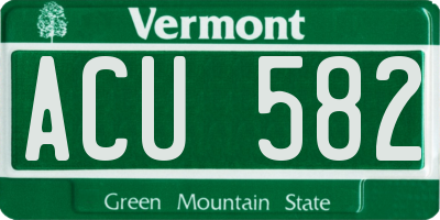 VT license plate ACU582