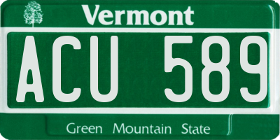 VT license plate ACU589