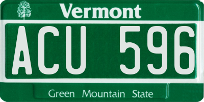 VT license plate ACU596
