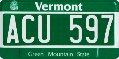 VT license plate ACU597