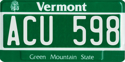VT license plate ACU598