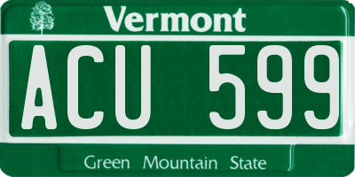 VT license plate ACU599