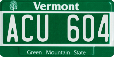 VT license plate ACU604