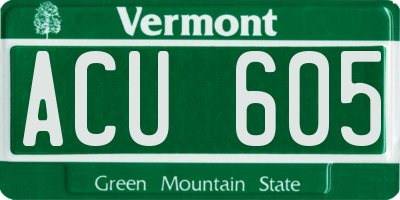 VT license plate ACU605
