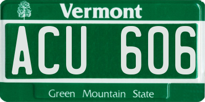 VT license plate ACU606