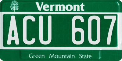 VT license plate ACU607