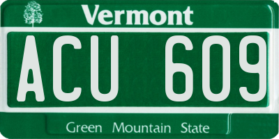 VT license plate ACU609