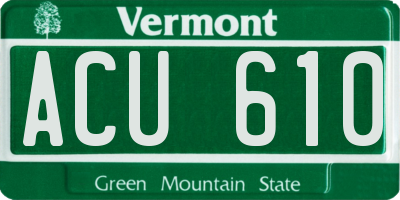 VT license plate ACU610