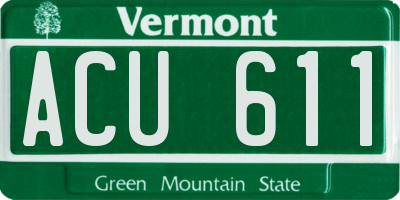 VT license plate ACU611