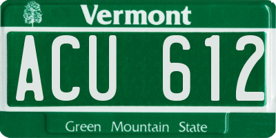 VT license plate ACU612