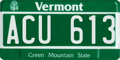 VT license plate ACU613