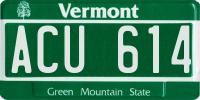 VT license plate ACU614