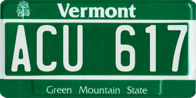 VT license plate ACU617