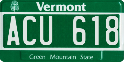 VT license plate ACU618