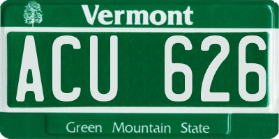 VT license plate ACU626