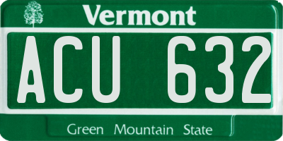 VT license plate ACU632