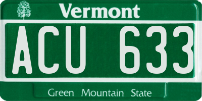 VT license plate ACU633