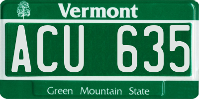 VT license plate ACU635