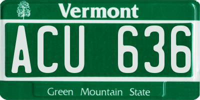 VT license plate ACU636