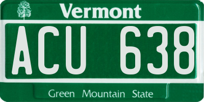 VT license plate ACU638