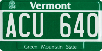 VT license plate ACU640