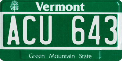 VT license plate ACU643