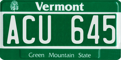 VT license plate ACU645