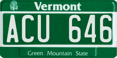 VT license plate ACU646