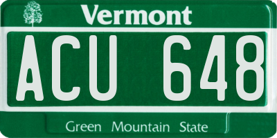 VT license plate ACU648