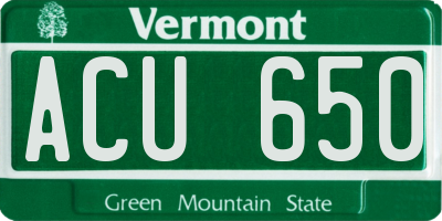 VT license plate ACU650