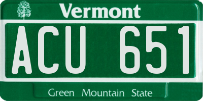 VT license plate ACU651